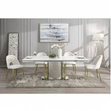 DN01952-5PC 5PC SETS Fadri Dining Table W/Engineering Stone Top & Pedestal Base