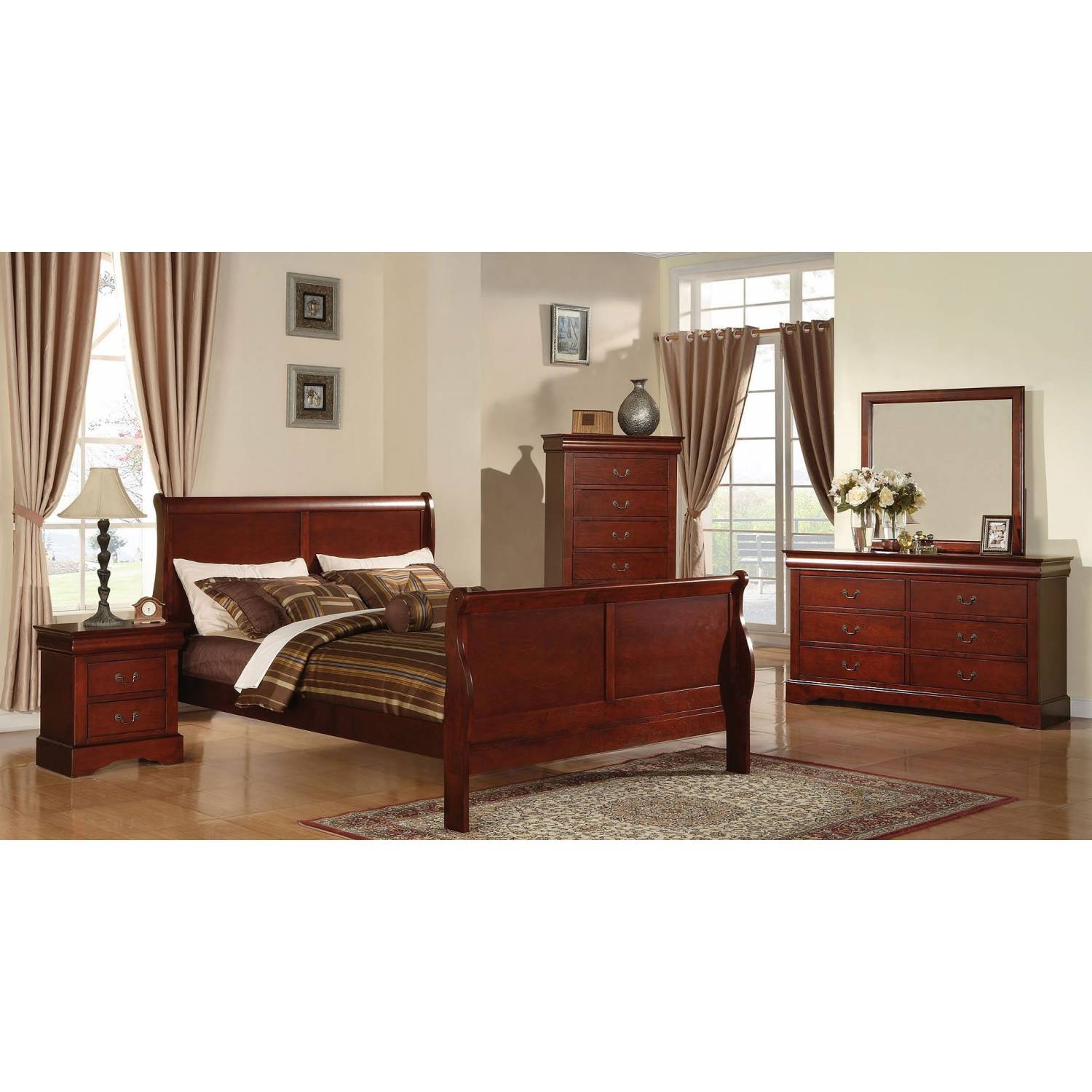 Furniture of America Louis Philippe III 5pc Sleigh Bedroom Set in