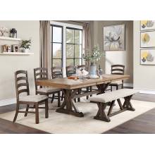 DN00702-8PC 8PC SETS Pascaline Dining Table + 6 Side Chairs + Bench