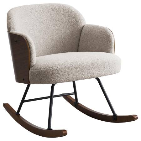 602625 Paige Boucle Upholstered Mid Back Rocking Chair Beige