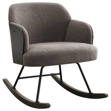 602626 Paige Boucle Upholstered Mid Back Rocking Chair Taupe