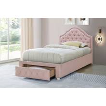 460540T Ashleigh 44-inch Upholstered Twin Storage Platform Bed Pink