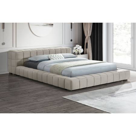 306121KW Trinity Upholstered Cal King Platform Bed Light Taupe