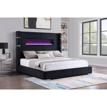 306031Q Tisdall 67-inch Upholstered Queen Fireplace Bed Black