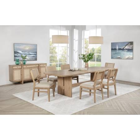 109381-S7 Kailani 7-piece Rectangular Wood Dining Table Set Beige Oak
