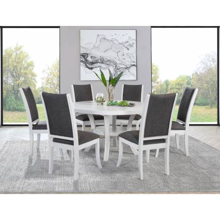109330-S7 Judd 7-piece 54-inch Round Wood Dining Table Set Pearl White