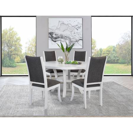 109330-S5 Judd 5-piece 54-inch Round Wood Dining Table Set Pearl White