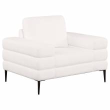 508803 Jessel Chenille Upholstered Track Arm Chair Ivory
