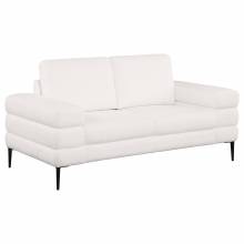 508802 Jessel Chenille Upholstered Track Arm Loveseat Ivory