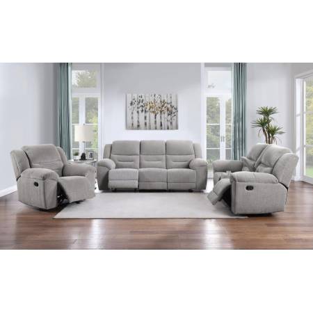 602551-S3 Gilson 3-piece Chenille Upholstered Sofa Set Grey