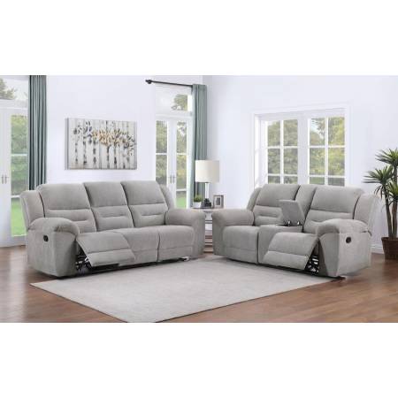 602551-S2 Gilson 2-piece Chenille Upholstered Sofa Set Grey