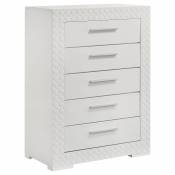 ホワイト mmm様 224943M Ives 6-drawer Dresser and Mirror White High Gloss