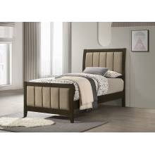 224421T Wilkes 51-inch Upholstered Twin Bed Dark Cocoa