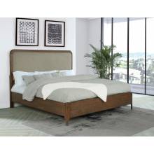 223321KE Maderia 57-inch Upholstered Eastern King Panel Bed Walnut