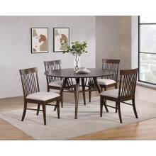 108891-S5 Everton 5-Piece Round 54-Inch Dining Table Set Dark Walnut