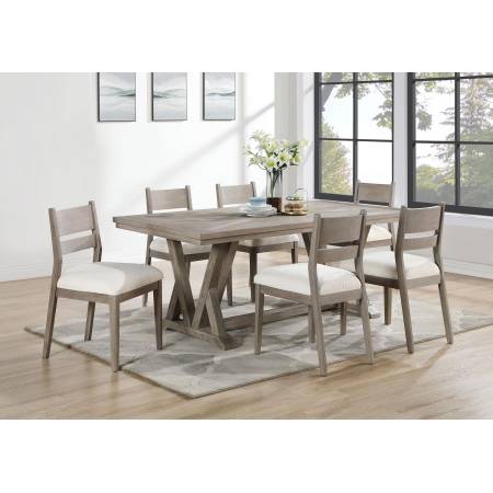 107441-S7 Cornelia 7-Piece Rectangular Dining Table Set Coastal Grey