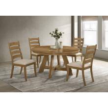 109150-S5 Danvers 5-Piece Dining Table Set Brown Oak And Beige