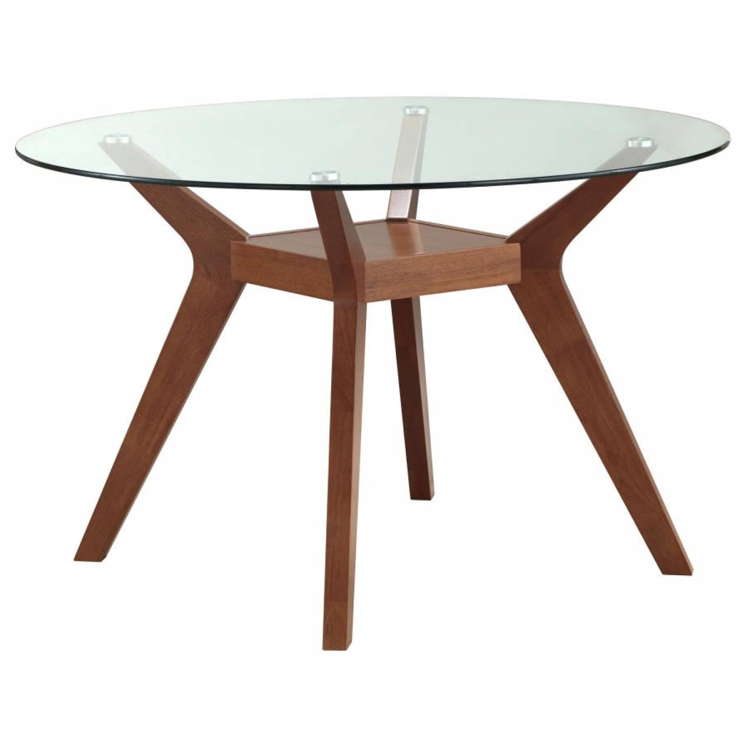 122180BG Paxton Round 48-inch Glass Top Wood Dining Table Nutmeg, image size:1500x1500