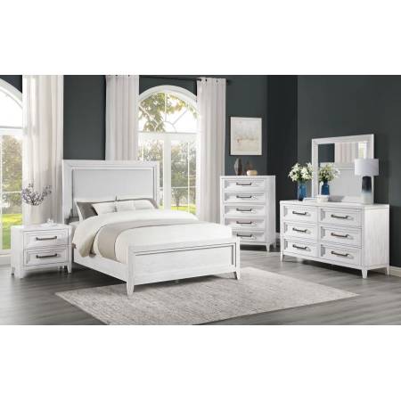224841KE-S5 Marielle 5-piece Eastern King Bedroom Set Distressed White