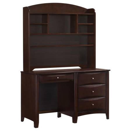 400187DH Phoenix 4-Drawer Computer Desk With Hutch Cappuccino