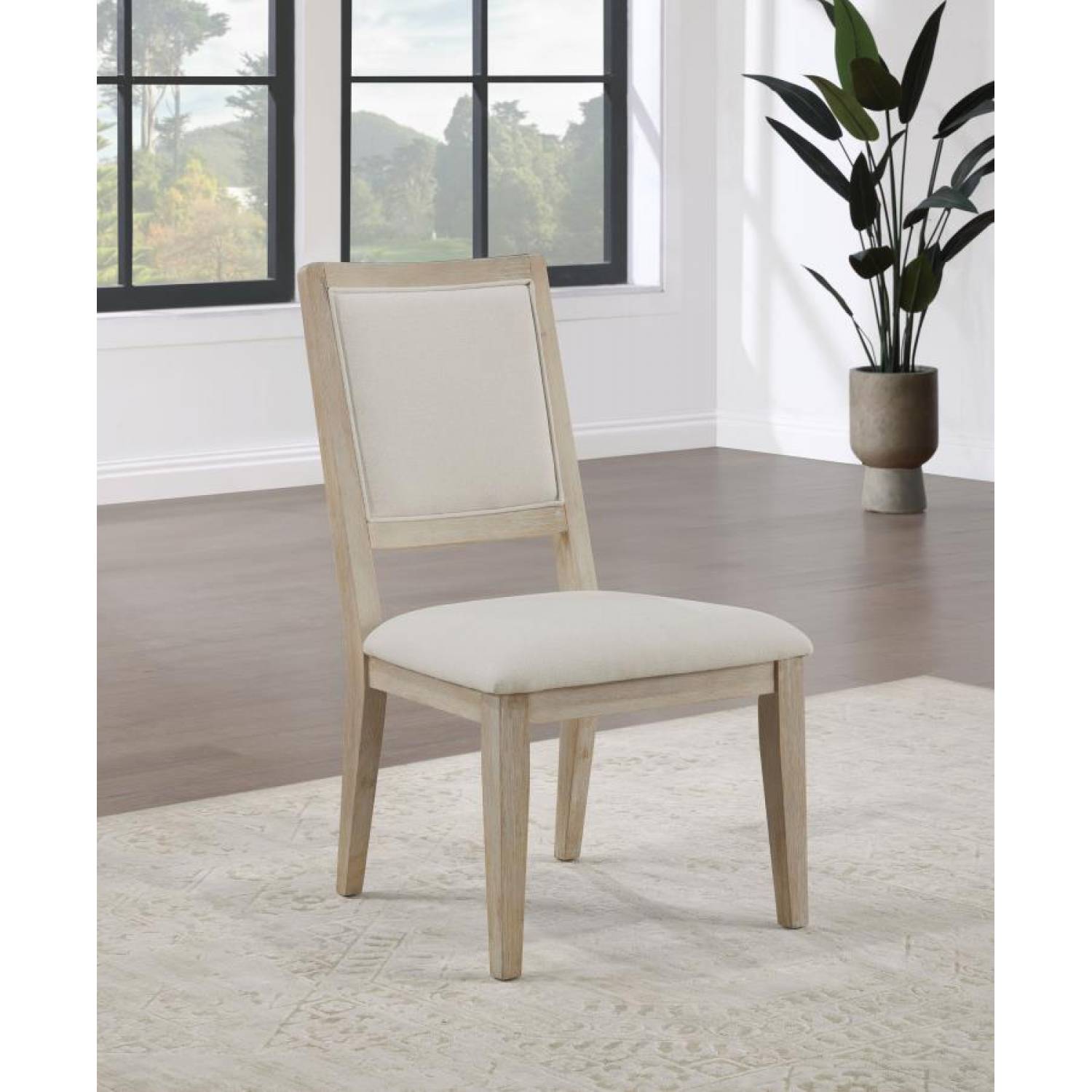 123122 Trofello Upholstered Dining Side Chair White Washed And Beige