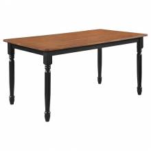 183041 Hollyoak Farmhouse Rectangular Dining Table With Turned Legs Walnut And Black