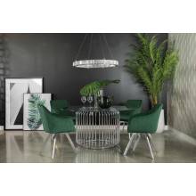 193430BG-S5 Veena 5-Piece Round Dining Set With Swivel Chairs Chrome And Green