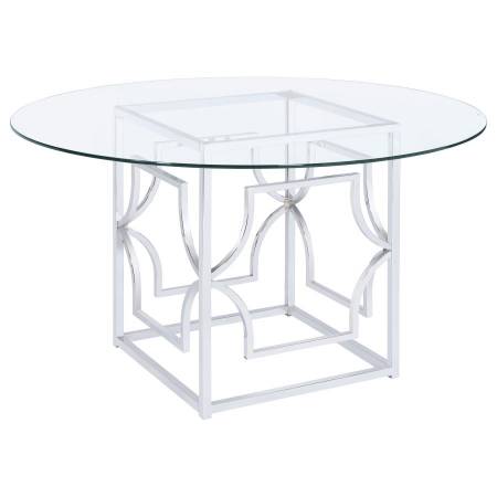 192561BG Starlight Round Glass Top Dining Table Clear And Chrome