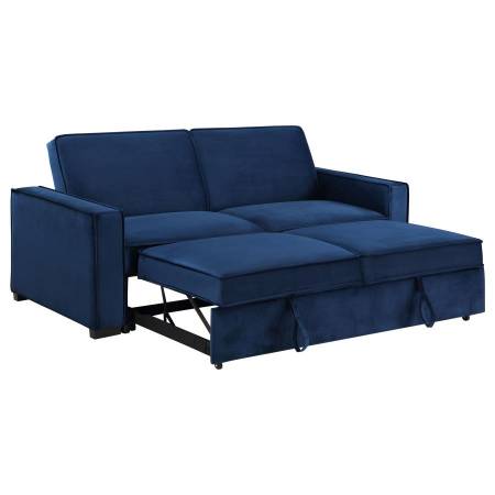 360240 Gretchen Multipurpose Upholstered Convertible Sleeper Sofa Bed Navy Blue