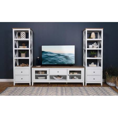 708253-SET Angela 3-Piece Entertainment Center With 67″ TV Stand Brown And White