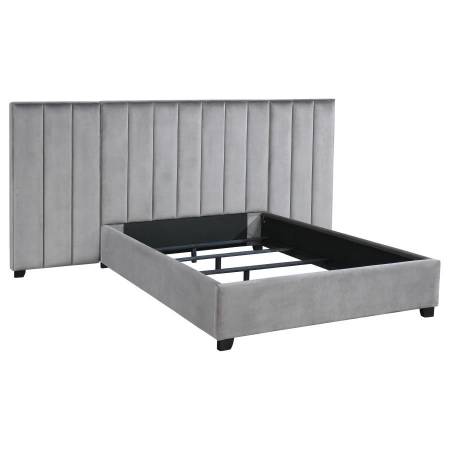 306070KE-SP Arles Upholstered Bedroom Set Grey With Side Panels