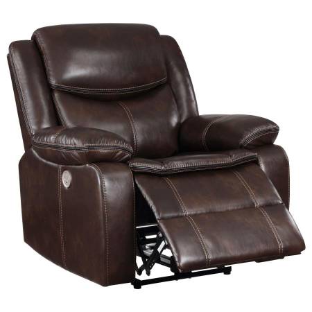 610193P Sycamore Upholstered Power Recliner Chair Dark Brown