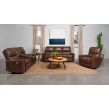 610264P-S3 Greenfield 3-Piece Upholstered Power Reclining Sofa Set Saddle Brown