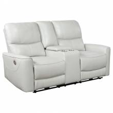 610262P Greenfield Upholstered Power Reclining Loveseat With Console Ivory
