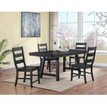 108141-S5 Newport 5-Piece Rectangular Trestle Table Dining Set Black