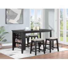 121168-S5 Elliston 5-Piece Rectangular Counter Height Dining Set Dark Grey And Beige