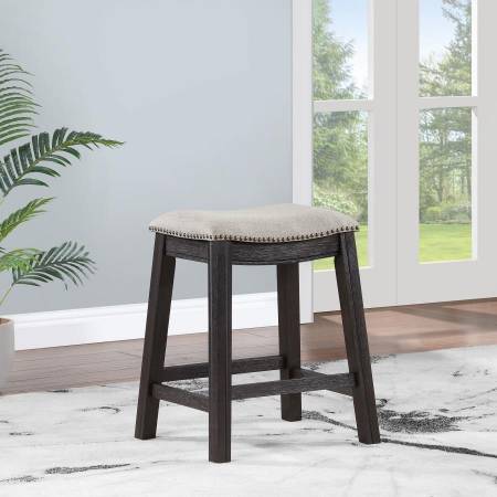 121169 Elliston Backless Counter Height Saddle Bar Stool Dark Grey And Beige