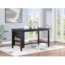 121168 Elliston Rectangular Counter Height Dining Table With Storage Shelves Dark Grey