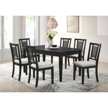 110281-S7 Appleton 7-Piece Rectangular Wood Dining Table Set Black Washed And Light Grey