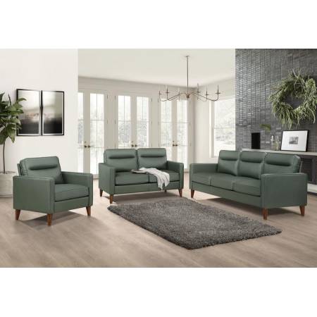 509654-S3 Jonah 3-Piece Upholstered Track Arm Sofa Set Green