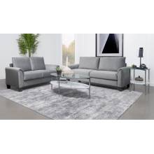 509634-S2 Davis 2-Piece Upholstered Rolled Arm Sofa Grey