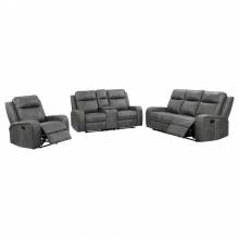 603191-S3 Raelynn 3-Piece Upholstered Motion Reclining Sofa Set Grey