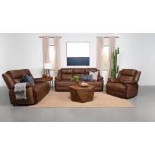 508281-S3 Ellington 3-Piece Upholstered Padded Arm Sofa Set Dark Brown