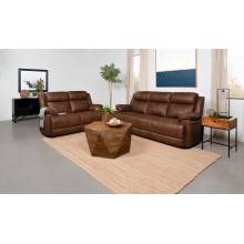 508281-S2 Ellington 2-Piece Upholstered Padded Arm Sofa Set Dark Brown