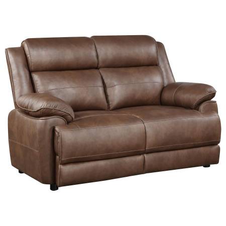 508282 Ellington Upholstered Padded Arm Loveseat Dark Brown