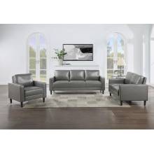 508365-S3 Ruth 3-Piece Upholstered Track Arm Faux Leather Sofa Set Grey