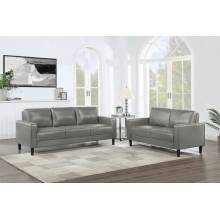 508365-S2 Ruth 2-Piece Upholstered Track Arm Faux Leather Sofa Set Grey