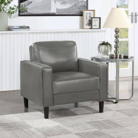 508367 Ruth Upholstered Track Arm Faux Leather Accent Chair Grey