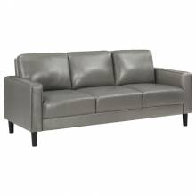 508365 Ruth Upholstered Track Arm Faux Leather Sofa Grey