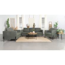 509904-S3 Tilly 3-Piece Upholstered Track Arms Sofa Set Sage